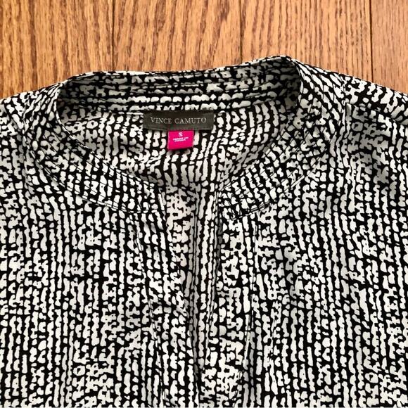 Vince Camuto Open Placket White Black Sleeveless Top Women's Size S - Picture 4 of 11